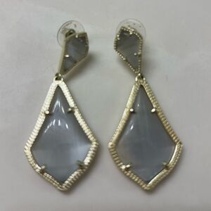 Kendra Scott Gray Stone Gold-Trim Drop Earrings